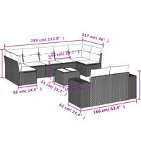 10-tlg. Garten-Sofagarnitur mit Kissen Hellgrau Poly Rattan
