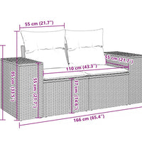 10-tlg. Garten-Sofagarnitur mit Kissen Schwarz Poly Rattan