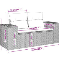 10-tlg. Garten-Sofagarnitur mit Kissen Beige Poly Rattan