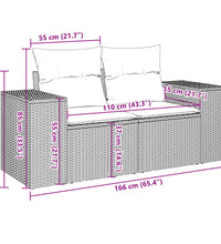 10-tlg. Garten-Sofagarnitur mit Kissen Grau Poly Rattan