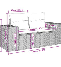 10-tlg. Garten-Sofagarnitur mit Kissen Braun Poly Rattan