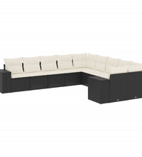 10-tlg. Garten-Sofagarnitur mit Kissen Schwarz Poly Rattan