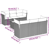 7-tlg. Garten-Sofagarnitur mit Kissen Braun Poly Rattan