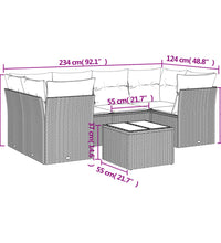 7-tlg. Garten-Sofagarnitur mit Kissen Beige Poly Rattan
