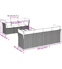 8-tlg. Garten-Sofagarnitur mit Kissen Braun Poly Rattan