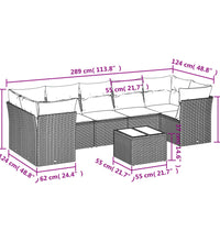 8-tlg. Garten-Sofagarnitur mit Kissen Braun Poly Rattan