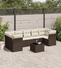 8-tlg. Garten-Sofagarnitur mit Kissen Braun Poly Rattan