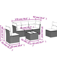 6-tlg. Garten-Sofagarnitur mit Kissen Braun Poly Rattan