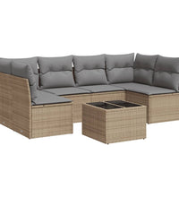 7-tlg. Garten-Sofagarnitur mit Kissen Beige Poly Rattan