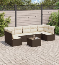 8-tlg. Garten-Sofagarnitur mit Kissen Braun Poly Rattan