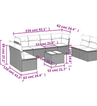 9-tlg. Garten-Sofagarnitur mit Kissen Braun Poly Rattan