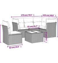 6-tlg. Garten-Sofagarnitur mit Kissen Braun Poly Rattan