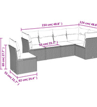 6-tlg. Garten-Sofagarnitur mit Kissen Schwarz Poly Rattan