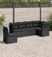 6-tlg. Garten-Sofagarnitur mit Kissen Schwarz Poly Rattan