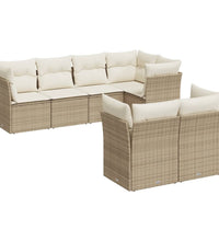 7-tlg. Garten-Sofagarnitur mit Kissen Beige Poly Rattan