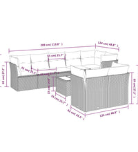 9-tlg. Garten-Sofagarnitur mit Kissen Braun Poly Rattan