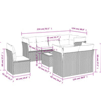 9-tlg. Garten-Sofagarnitur mit Kissen Braun Poly Rattan