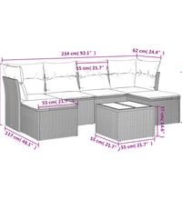 7-tlg. Garten-Sofagarnitur mit Kissen Beige Poly Rattan