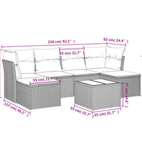 7-tlg. Garten-Sofagarnitur mit Kissen Braun Poly Rattan