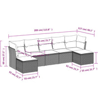 7-tlg. Garten-Sofagarnitur mit Kissen Braun Poly Rattan