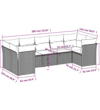 7-tlg. Garten-Sofagarnitur mit Kissen Braun Poly Rattan