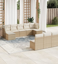 10-tlg. Garten-Sofagarnitur mit Kissen Beige Poly Rattan