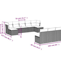 10-tlg. Garten-Sofagarnitur mit Kissen Hellgrau Poly Rattan