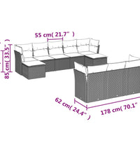 10-tlg. Garten-Sofagarnitur mit Kissen Beige Poly Rattan