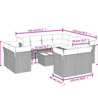 12-tlg. Garten-Sofagarnitur mit Kissen Braun Poly Rattan