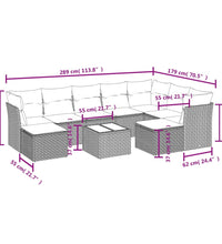 10-tlg. Garten-Sofagarnitur mit Kissen Schwarz Poly Rattan