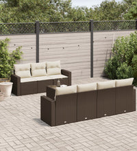 8-tlg. Garten-Sofagarnitur mit Kissen Braun Poly Rattan