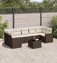 8-tlg. Garten-Sofagarnitur mit Kissen Braun Poly Rattan