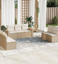 7-tlg. Garten-Sofagarnitur mit Kissen Beige Poly Rattan