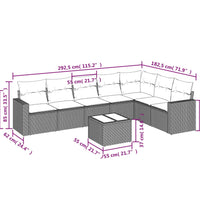 8-tlg. Garten-Sofagarnitur mit Kissen Braun Poly Rattan