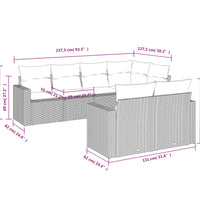 7-tlg. Garten-Sofagarnitur mit Kissen Beige Poly Rattan