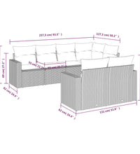 7-tlg. Garten-Sofagarnitur mit Kissen Braun Poly Rattan