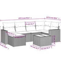 7-tlg. Garten-Sofagarnitur mit Kissen Beige Poly Rattan