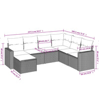 7-tlg. Garten-Sofagarnitur mit Kissen Beige Poly Rattan