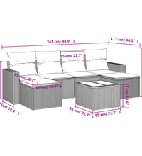 7-tlg. Garten-Sofagarnitur mit Kissen Beige Poly Rattan