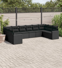 10-tlg. Garten-Sofagarnitur mit Kissen Schwarz Poly Rattan