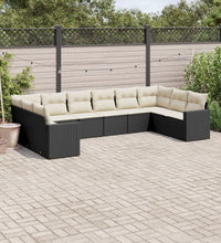10-tlg. Garten-Sofagarnitur mit Kissen Schwarz Poly Rattan