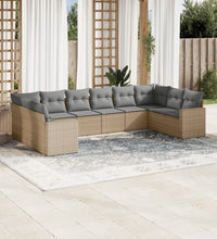 10-tlg. Garten-Sofagarnitur mit Kissen Beige Poly Rattan