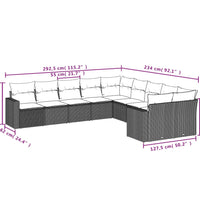 10-tlg. Garten-Sofagarnitur mit Kissen Beige Poly Rattan