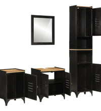 4-tlg. Badmöbel-Set Eisen und Massivholz Mango