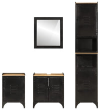 4-tlg. Badmöbel-Set Eisen und Massivholz Mango