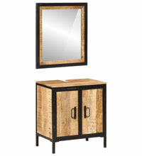 2-tlg. Badmöbel-Set Eisen und Massivholz Mango