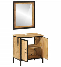 2-tlg. Badmöbel-Set Eisen und Massivholz Mango