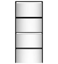 Schuhschrank mit Spiegel 4 Fächer Schwarz 63x17x134 cm