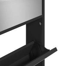 Schuhschrank mit Spiegel 4 Fächer Schwarz 63x17x134 cm
