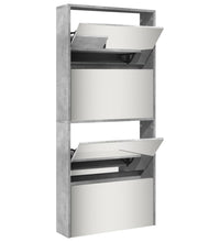 Schuhschrank mit Spiegel 4 Fächer Betongrau 63x17x134 cm